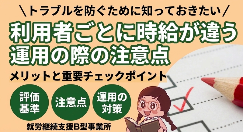 就労継続支援B型事業所において利用者ごとに工賃が違う運用の際の注意点